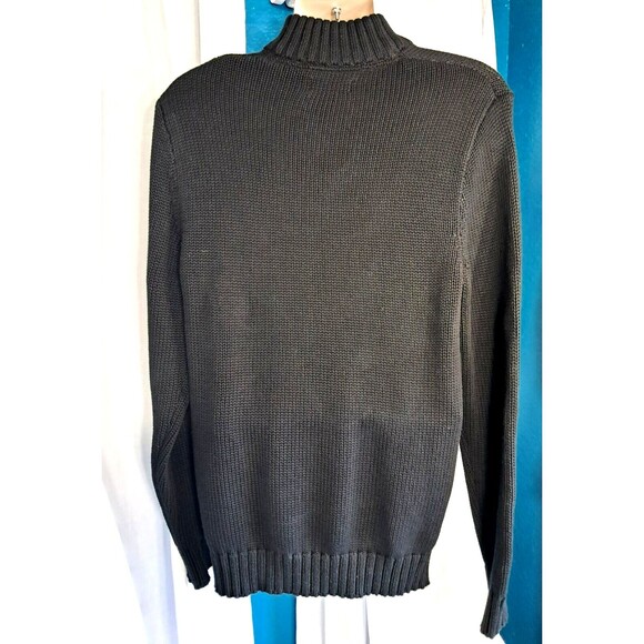 CHAPS Cable Knit Mens Medium1/4 Zip Black White Grandpa Sweater - Picture 5 of 11